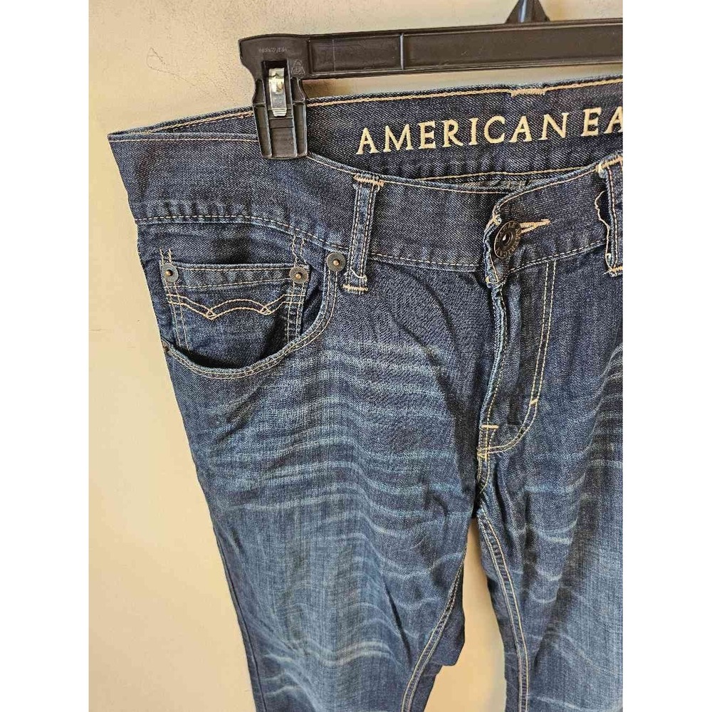 American Eagle Jeans Mens Low Rise Bootcut Dark Wash Denim 34x34 AEO - Picture 2 of 6